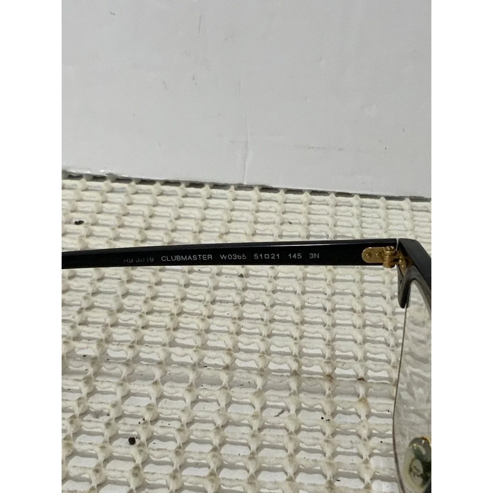 Rayban Clubmaster RB 3016 Glasses Black Gold Round Frames Only Slightly Bent‎